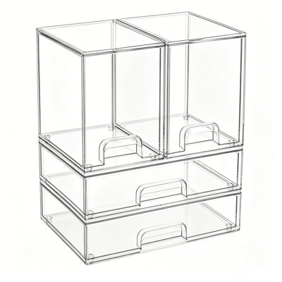 Ensemble de 4 organisateurs de rangement pour biberons en acrylique, tiroir transparent empilable pour comptoir, meuble-lavabo, salle de bain, armoire et garde-manger, 2M2L