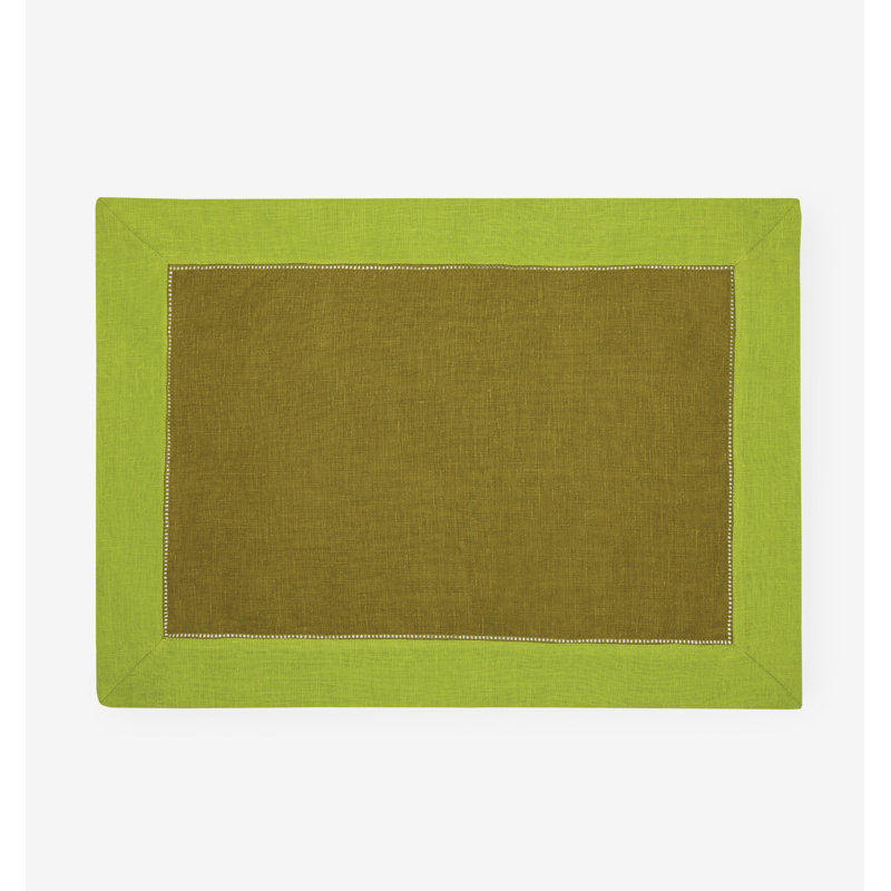 Roma Linen Rectangle Placemats, Avocado/Apple
