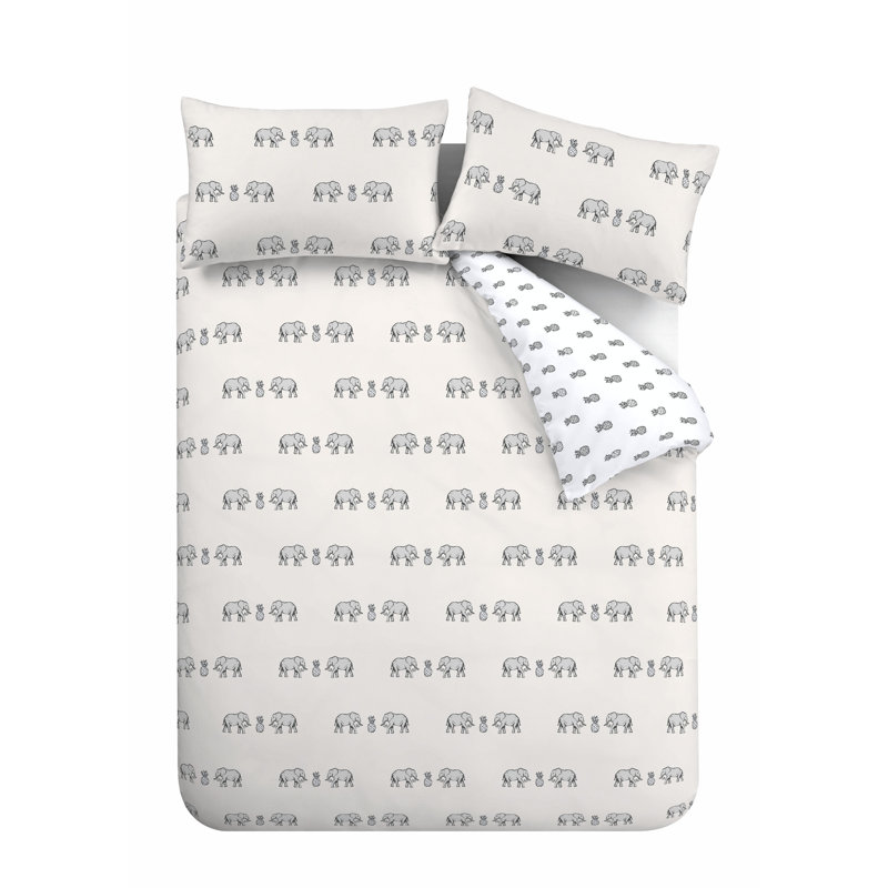 Pineapple Elephant Tembo Cotton Duvet Cover Set, Super King Duvet Cover + 2 Standard Pillowcases