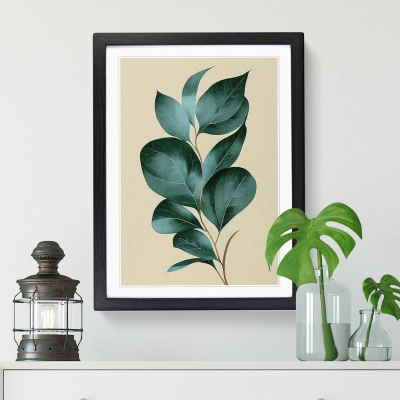 Neyla Ivy Leaf Mid Century - Single Picture Frame Print, 64cm H x 46cm W x 2cm D, Black