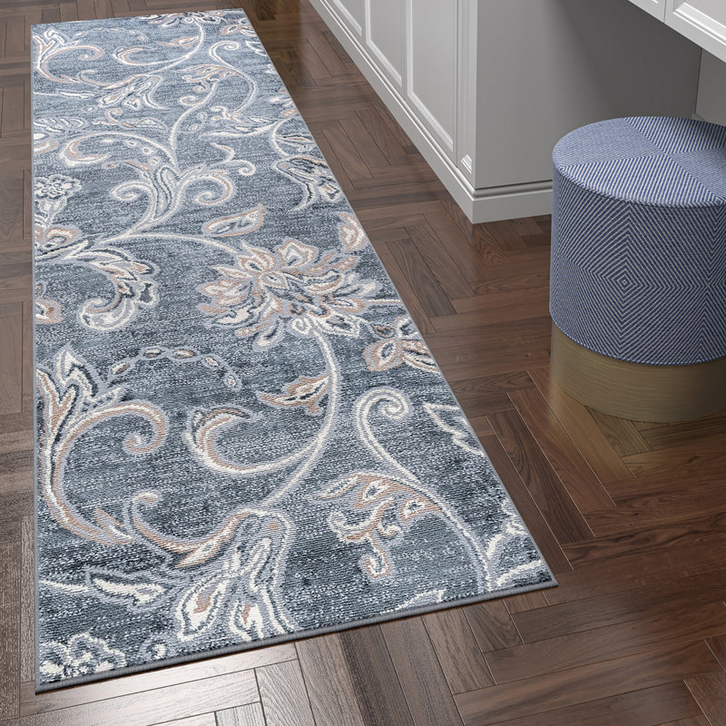Tapis gris foncé Wealden, Tapis de couloir 2 pi 3 po x 7 pi 3 po