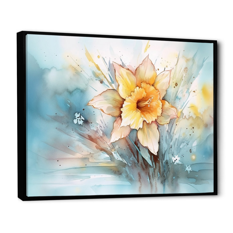 Ruddie Daffodils Elegance IV sur toile, H 16 po x l 32 po x P 1 po, Cadre flottant noir