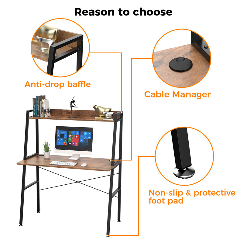 Solid Wood Base Leaning / Ladder Desk