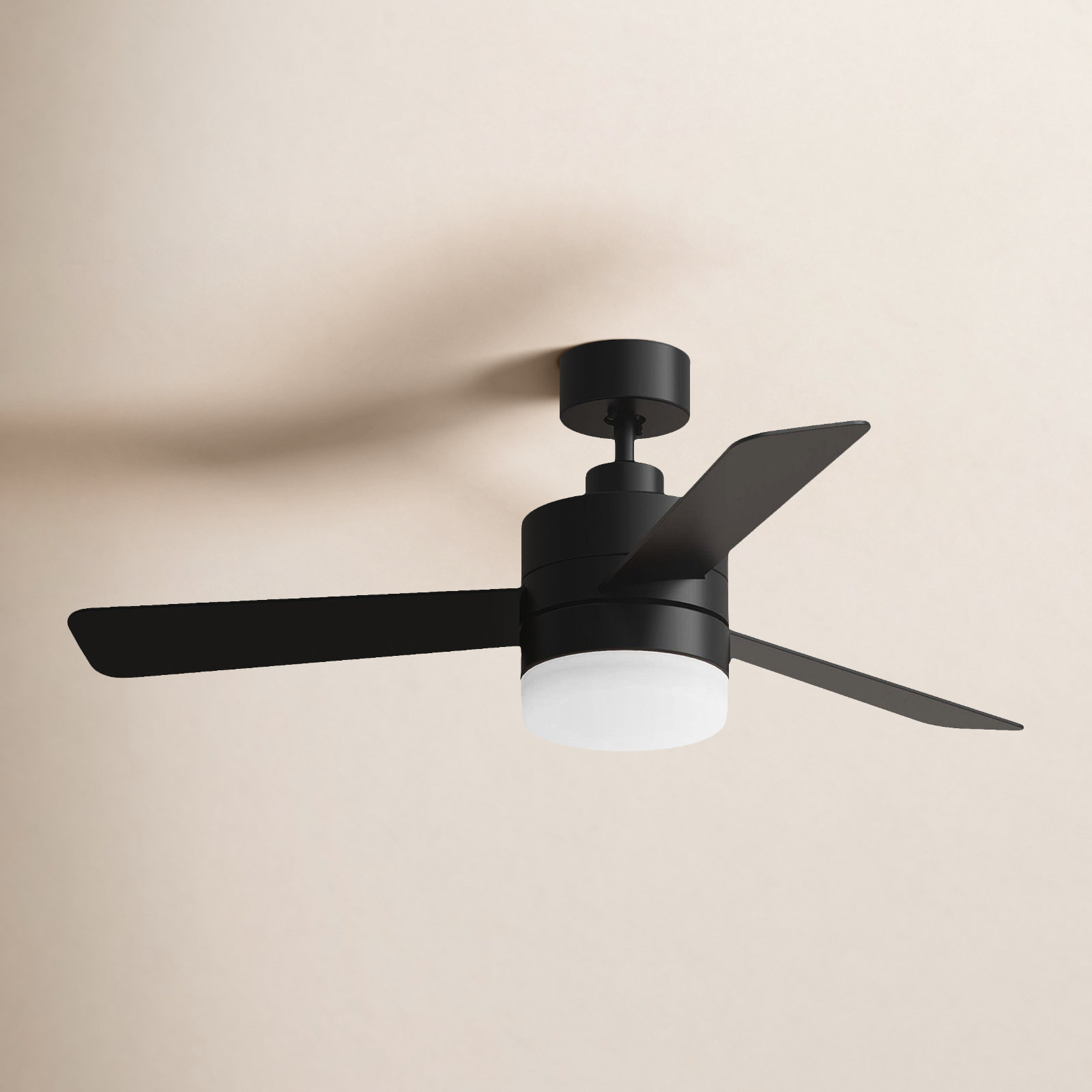 Adna 44'' 3 Blade Ceiling Fan with Light Kit, Midnight Black, 44", Midnight Black