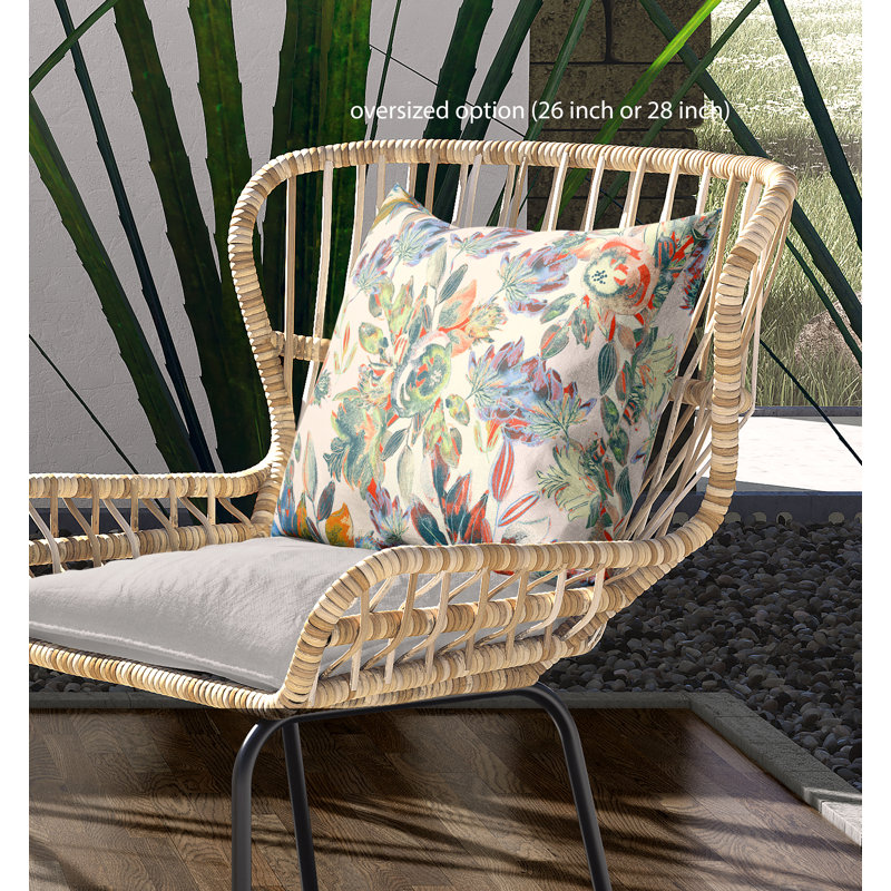  Housse et insert de coussin extérieur d'extérieur, 20" x 20", Blanc/jaune/vert