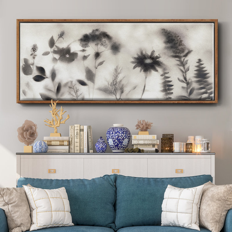 Misty Wildflower Morning - toile encadrée, H 12 po x l 30 po