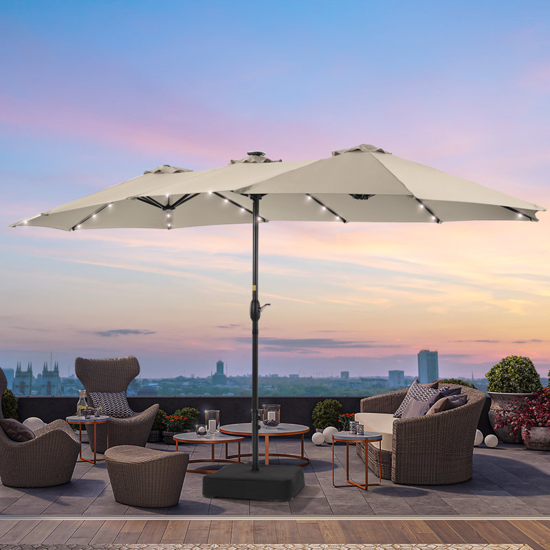 15 x 9 pi Parasol de marché pour patio avec base, Sable