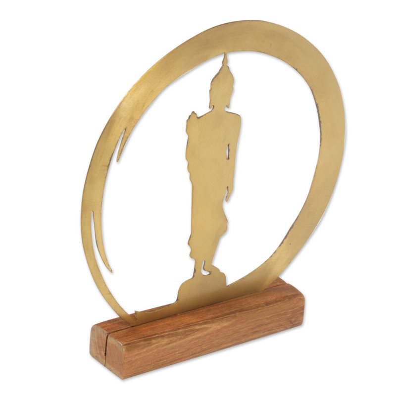 Novica Standing Buddha Dome Brass Sculpture