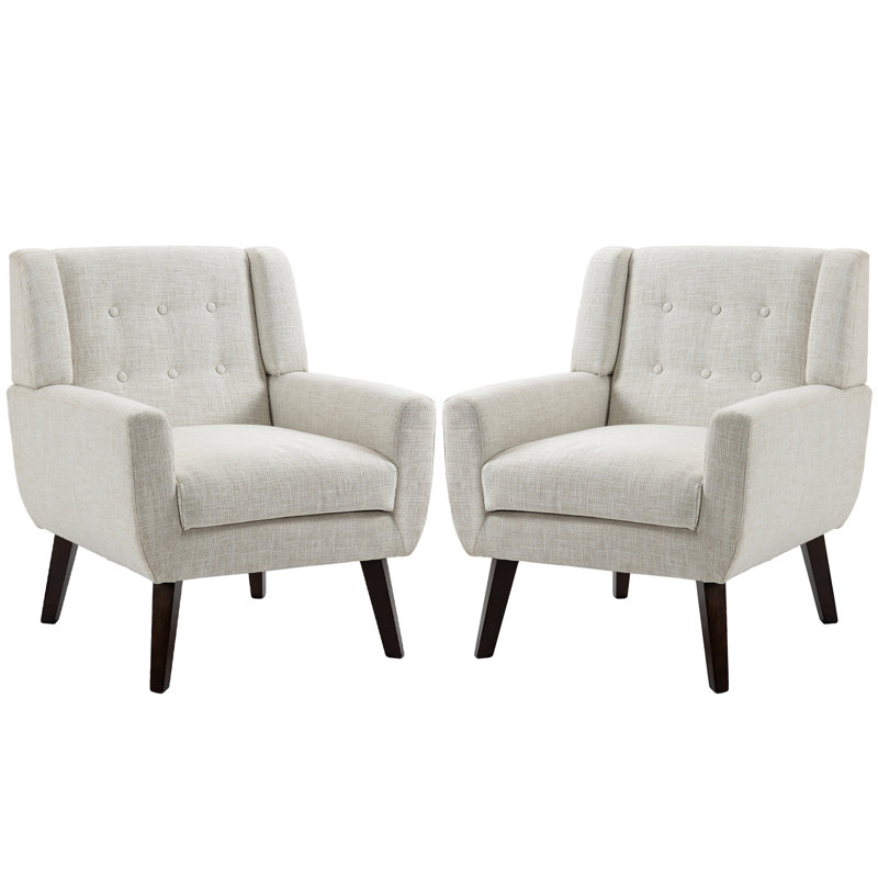 Jaqueze 73.4 Cm Wide Cotton Armchair, Beige Linen Blend