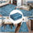 Washable Area Rug, Vintage Distressed Low Pile Non-Slip Foldable Retro Abstract Indoor Floor Carpet, Blue, 5'x7'-24305446-24305471