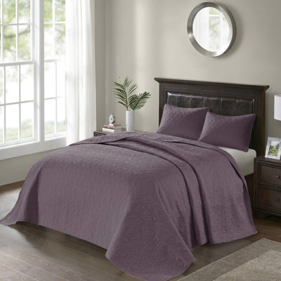 Courtepointe réversible mauve très grand / très grand - rembourrage en coton prélavé tout usage avec deux taies décoratives pour un sommeil confortable