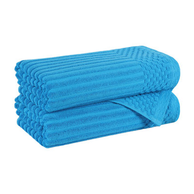 Ruvins Checkered Border Cotton Bath Towel Set