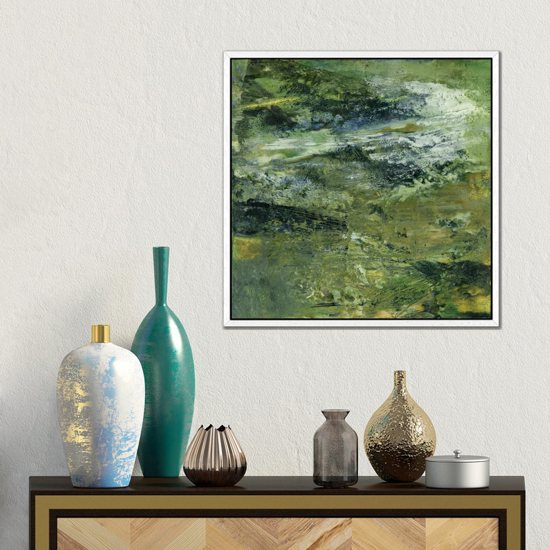 Encaustic Tile In Green III von Sharon Gordon - Galerie-umwickelte Leinwand Giclée auf Leinwand