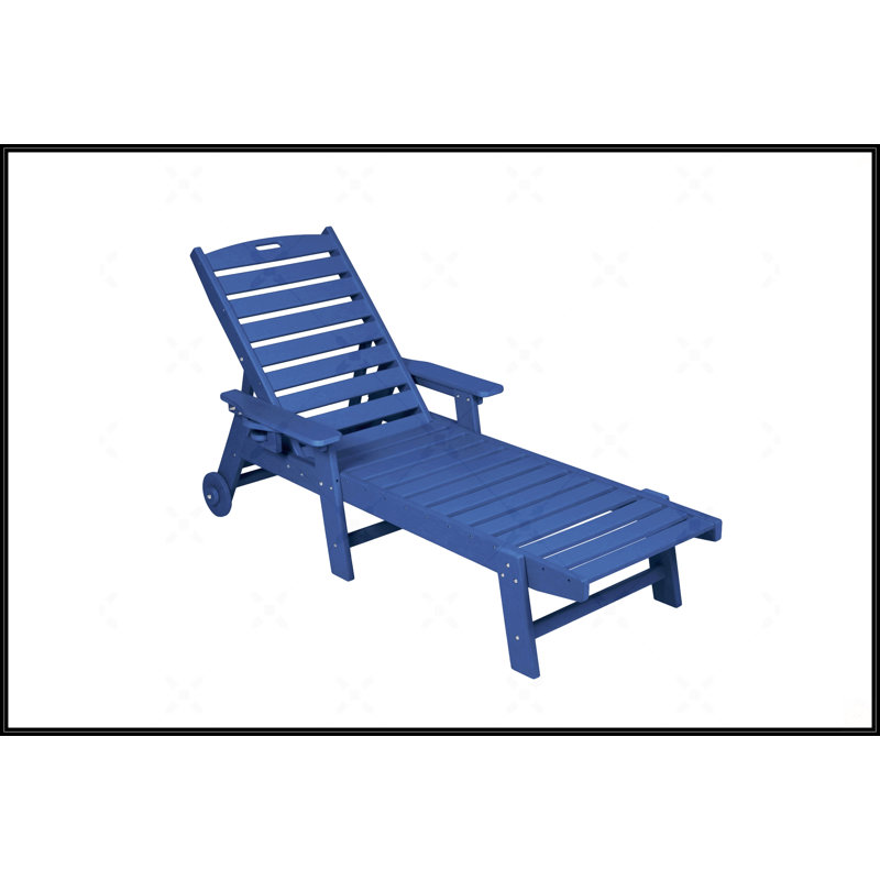 Chaise longue d'extérieur avec texture en bois, Marine