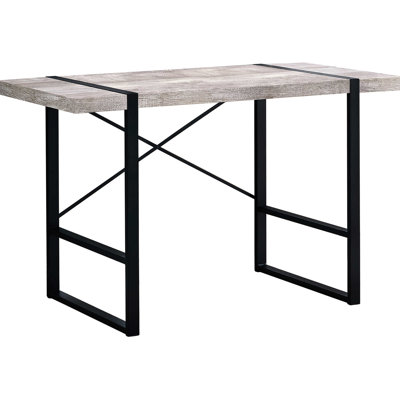 Contemporary Work Desk For Home Office, 48" Length, Beige Laminate Desktop, Black Metal Legs, Industrial Style Modern Laptop - Surface With Legs And D