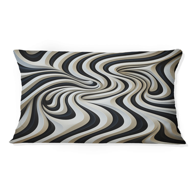 Coussin décoratif noir et blanc Opt Art In II - Op Art