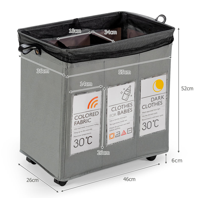 Fabric Rolling Laundry Sorter with Handles