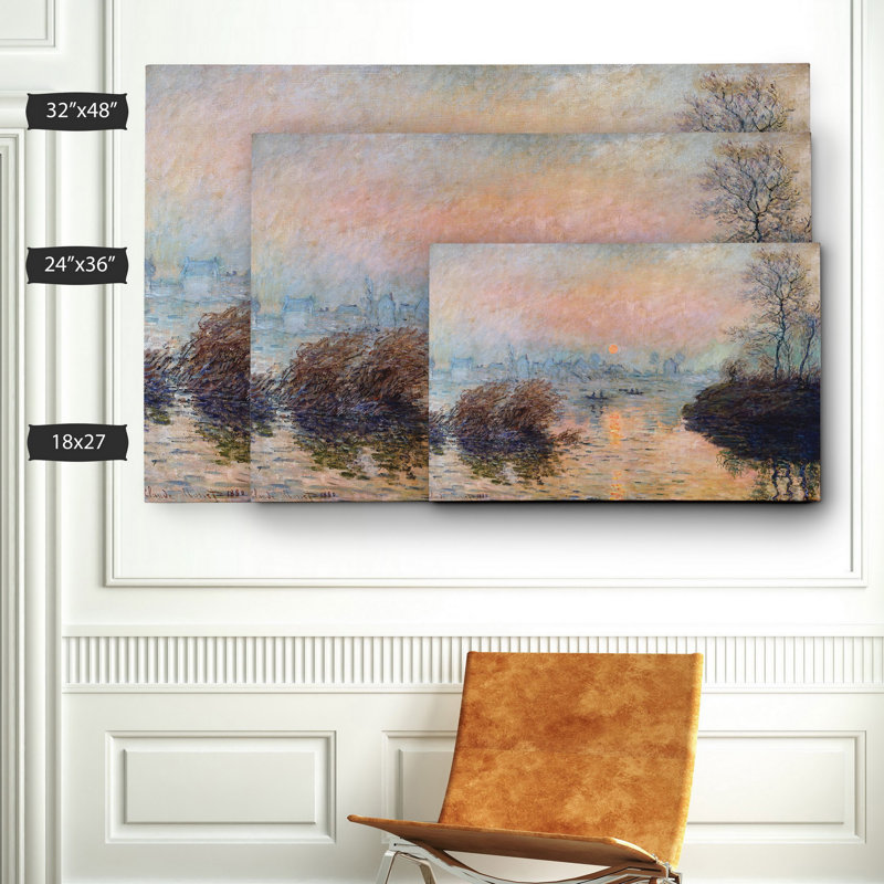 « rectangle soleil de la senne » par claude monet», reproduction de peinture à l’huile, H 18 po x l 27 po x P 1,5 po