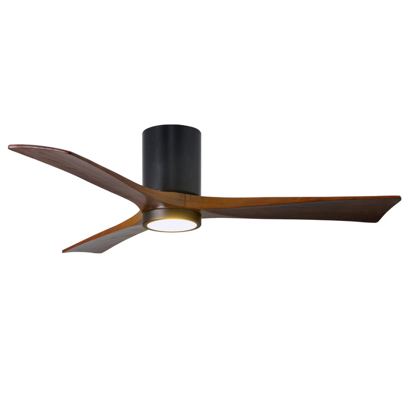 Irene LED Ceiling Fan, Matte Black, Walnut, 52"