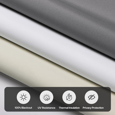  No Drill Blackout Roller Shades, 26" W x 48" H, White