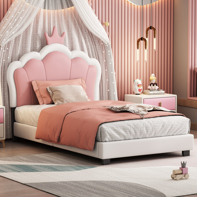 Lit à panneau Calvillo par Gemma Violet, Simple, Beige / Rose