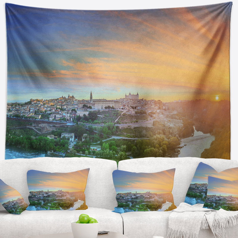 Paysage, paysage au-dessus du Tage, Espagne, H 78 po x l 92 po