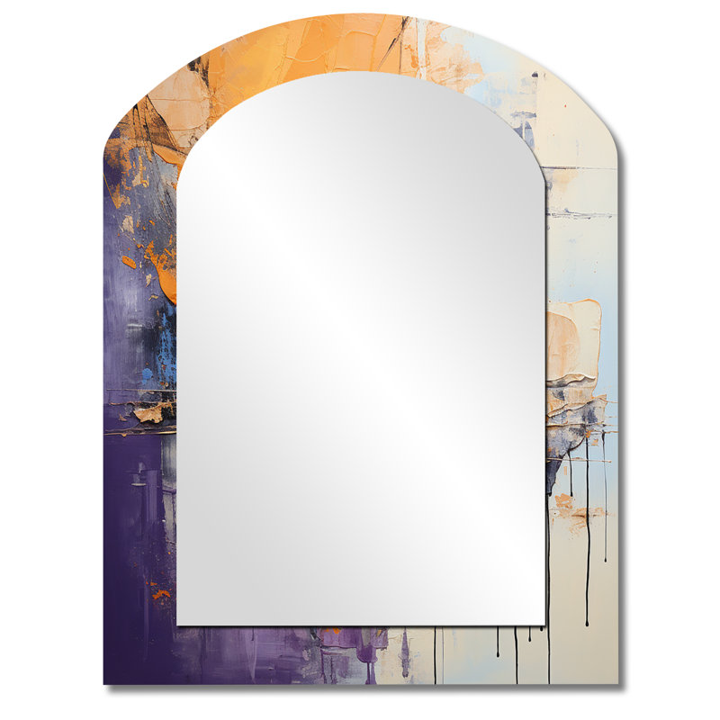 Collage Impressions V - Abstract Collages Asymmetrical Unique Wall Mirror, Modern Unique Shape Mirror, Printed Metal Art