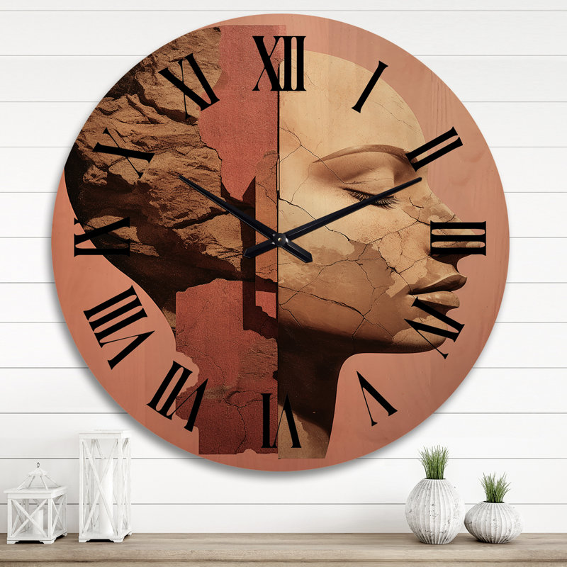 Horloge murale en bois massif Torkelson, Très grand