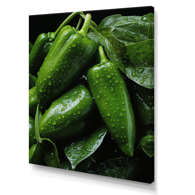 «Jade Green Pepper Légume II», reproduction d'art sur toile, Toile tendue, H 20 po x l 12 po x P 1 po