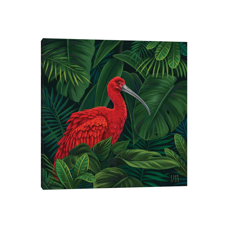 Scarlet Ibis by Vasilisa Romanenko - Painting on Canvas, 45.72cm H x 45.72cm W x 3.81cm D, Wrapped Canvas