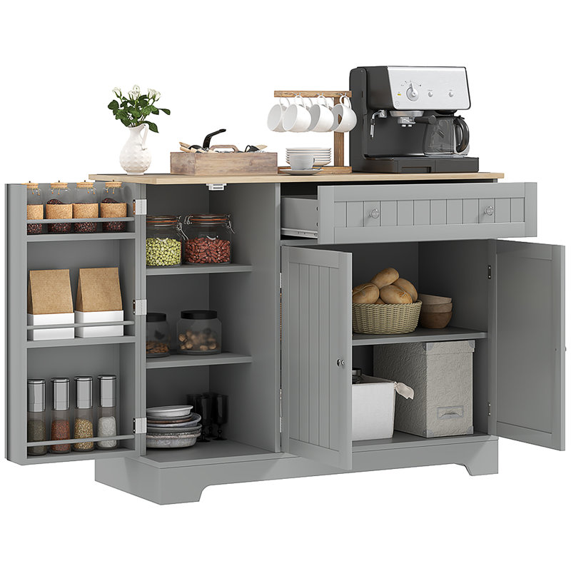 Buffet buffet avec tiroir, tablette réglable, gris, Gris