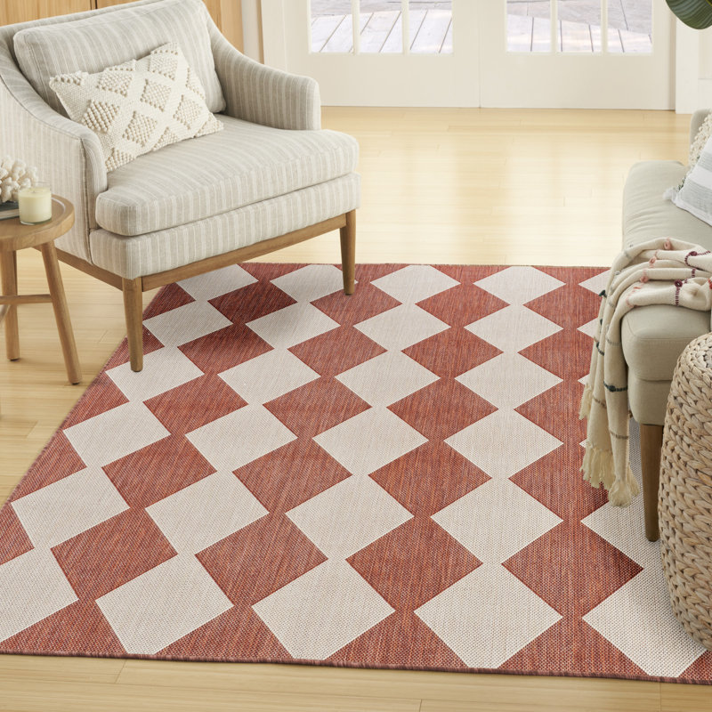 Tapis intérieur / extérieur rectangulaire Positano, Rectangle 7 pi x 10 pi, Orange