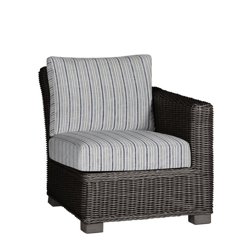 Rustic Patio Lounge Chair with Cushions, Slate Gray, Welt, Indigo Velvet