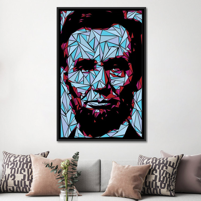 « abraham lincoln ii », impression sur toile, H 26 po x l 18 po x P 1,5 po, Toile encadrée noire, Pas de tapis