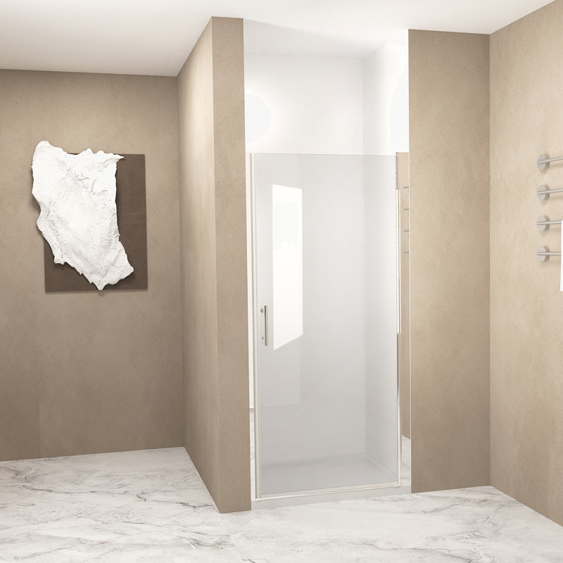 Porte de douche pivotante avec cadre en aluminium brossé, demi-porte de douche