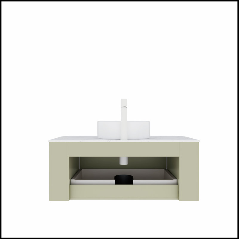 Meuble-lavabo rayé mural 36 po avec lavabo rond 36 po, Vert, 36"