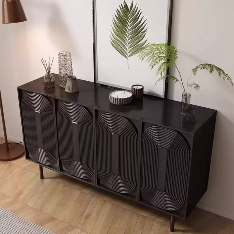 Buffet rétro à quatre portes, H 33,46 po x l 55,12 po x P 15,75 po
