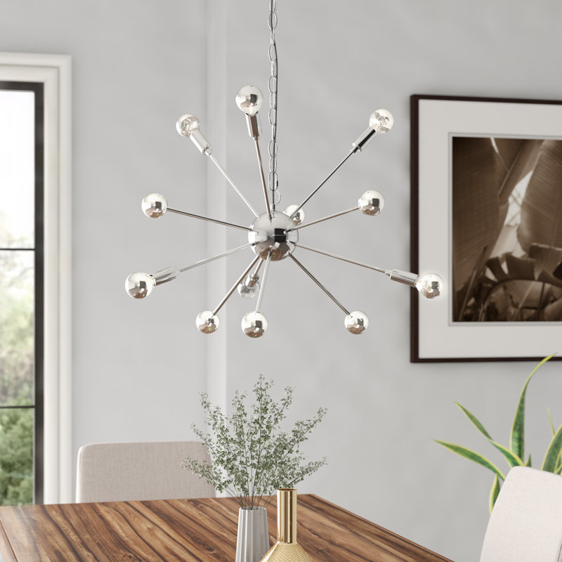 6 - Light Dimmable Sputnik Modern Linear Chandelier