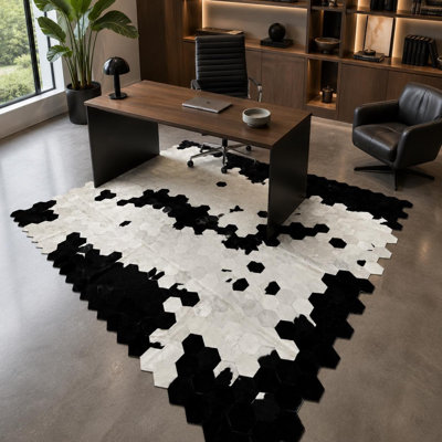 Tapis en cuir de vache fabriqué à la main