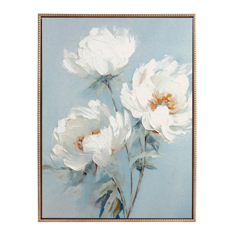 Soft Peony, peinture sur toile encadrée