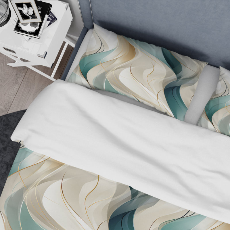 Subdued Elegance I - Abstract Bedding And Throw Pillow Set, King Comforter + 3 Additional Pieces