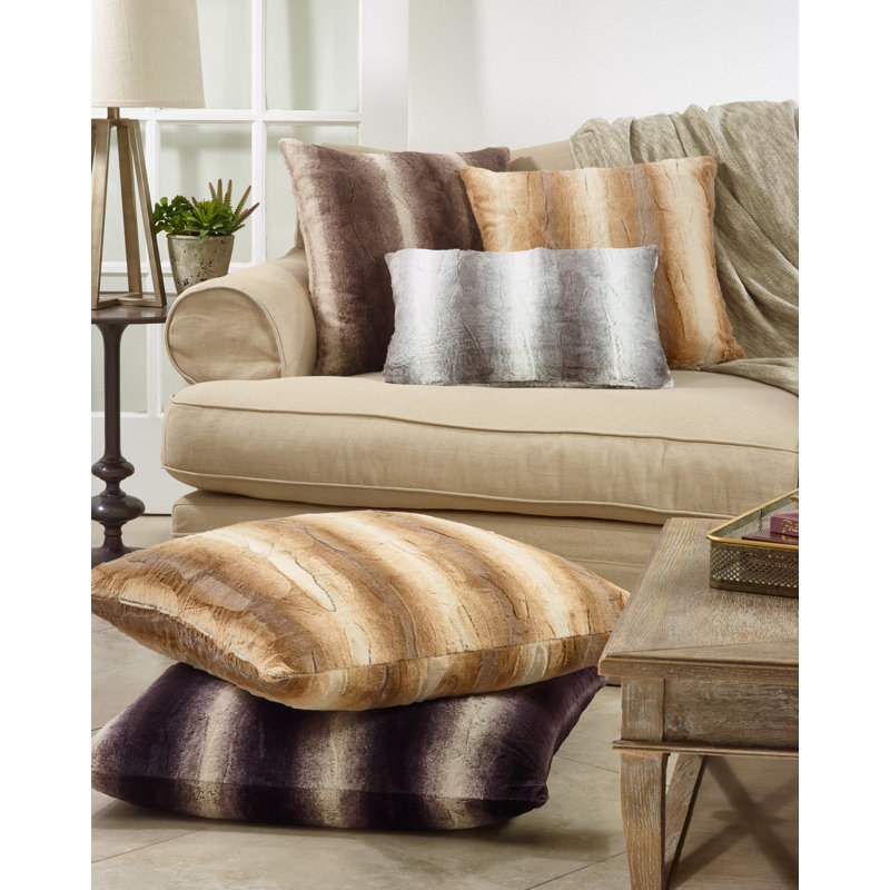 Natural Animal Print Faux Fur Square Throw Pillow 20"