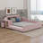 Ilyne Full Size Upholstered Bed, Mother & Child Bed with Bedside Desk and Little Round Stool-1789566891
