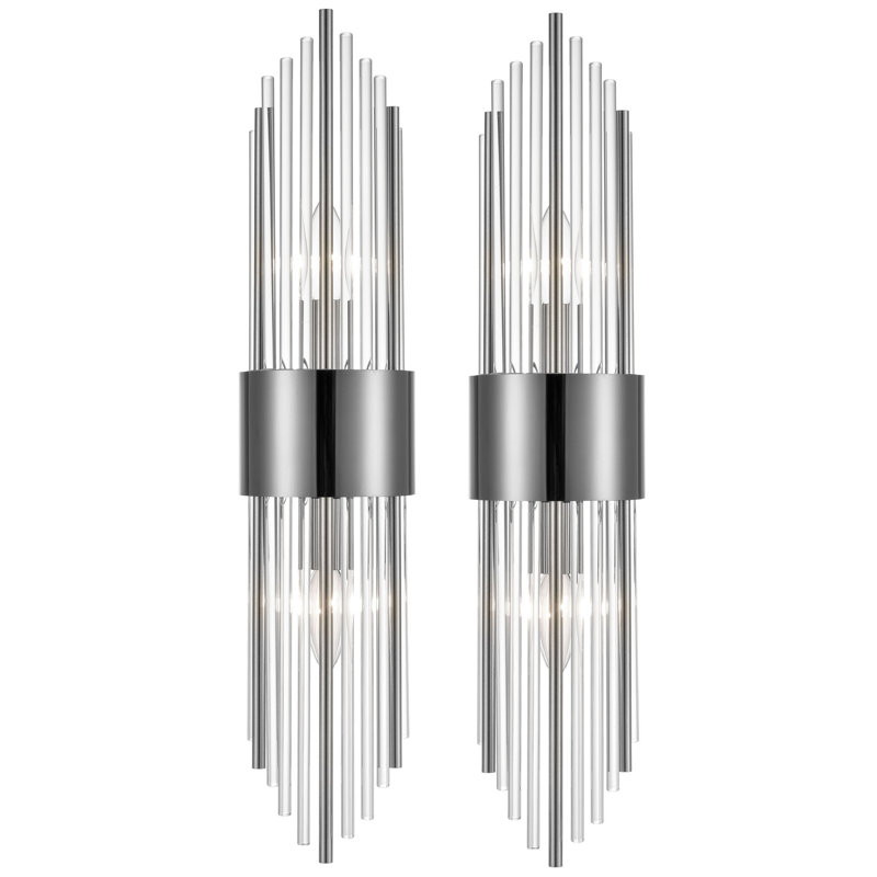 Black Crystal Flush Mount Sconces (Set Of 2), Silver