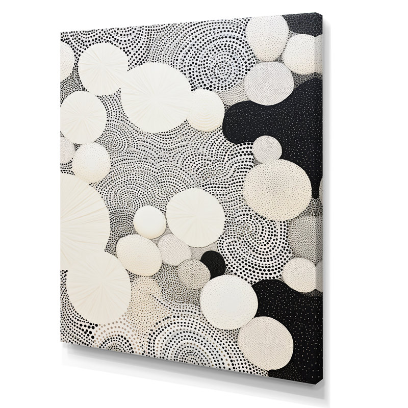 Abstrait corail noir et blanc abstrait V - reproduction d'art sur toile abstraite, Toile tendue, H 32 po x l 24 po