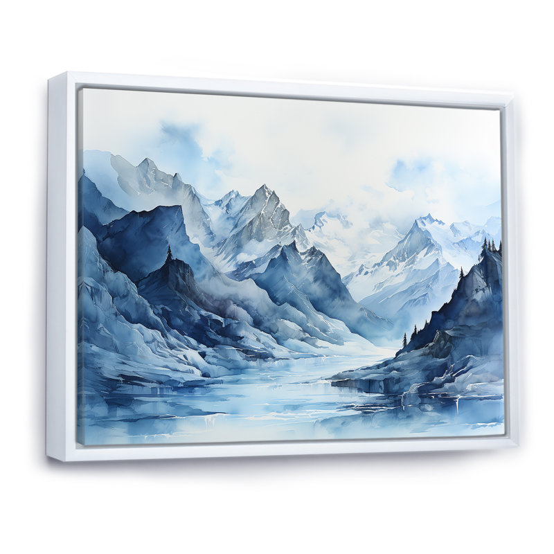 Glacier du Groenland minimalisme, Cadre flottant blanc, H 16 po x l 32 po x P 1 po