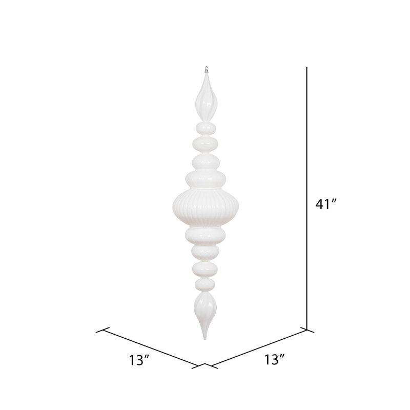 Vickerman 41" Shiny Finial Ornament, White