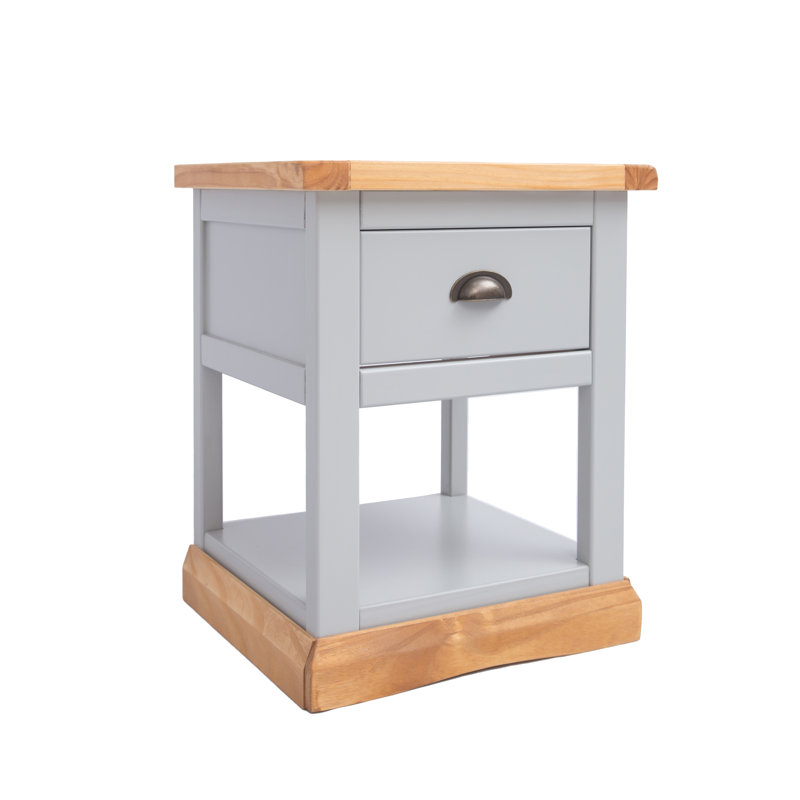Esquivel 45 cm W Bedside Table, Grey/Oak/Matte Black