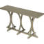 Table d'entrée de 59,8 po avec design en U, finition en placage de chêne, pieds en bois d'hévéa, surface lisse pour la surface de présentation décorative, couloir courbé mince