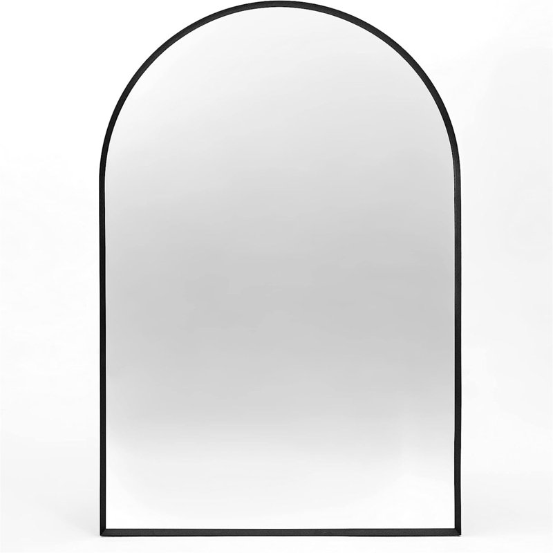 24X32 Inch  Metal Framed Arched Bathrrom Mirror For Wall. (Includes Mirror Only), Black